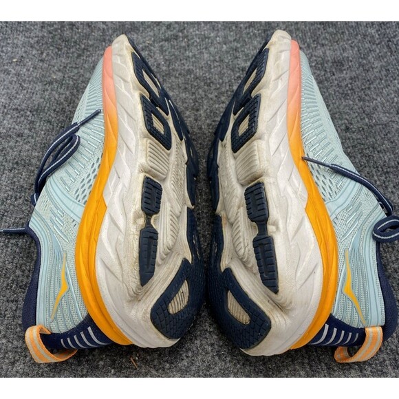 Womens Hoka Bondi 7 Running Shoes Blue Orange 1110519 BHBI Size 6.5 US Sneakers - Picture 8 of 12